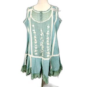 Parsley & Sage Women's Tunic Dress cottagecore lace embroidery XL